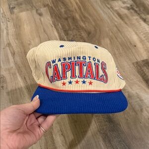 Washington Capitals Corduroy Snapback Hat - Cream & Royal Blue